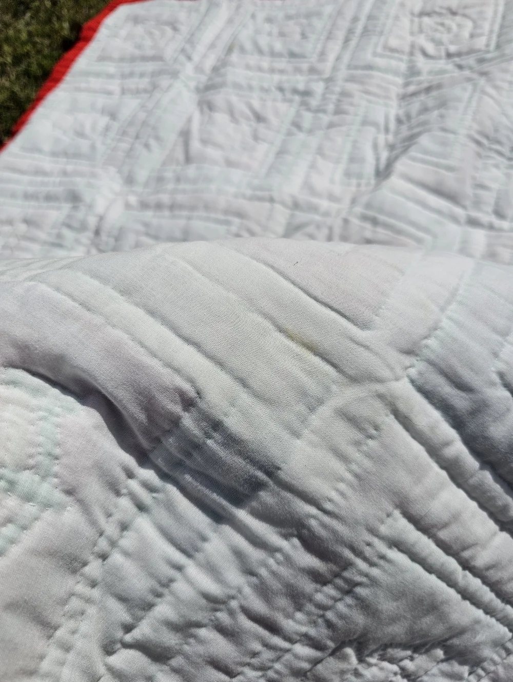 Christmas Teddy Bear Quilt Baby Id Red Green White Handmade Machine Quilted Flaw
